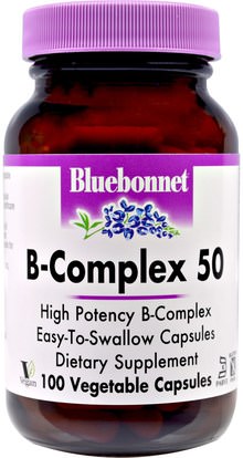 Bluebonnet Nutrition, B-Complex 50, 100 Veggie Caps ,الفيتامينات، فيتامين ب المعقدة، فيتامين ب معقدة 50