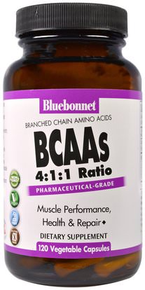 Bluebonnet Nutrition, BCAAs 4:1:1 Ratio (Branched Chain Amino Acids), 120 Veggie Caps ,المكملات الغذائية، والأحماض الأمينية، بكا (متفرعة سلسلة الأحماض الأمينية)