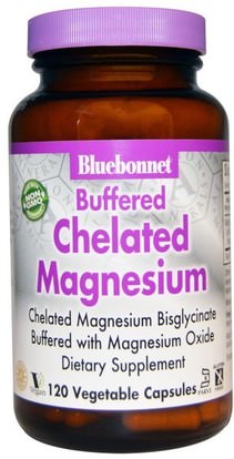 Bluebonnet Nutrition, Buffered Chelated Magnesium, 120 Veggie Caps ,المكملات الغذائية، المعادن، خلات المغنيسيوم