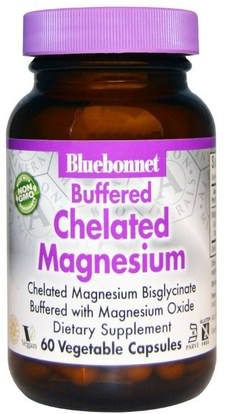 Bluebonnet Nutrition, Buffered Chelated Magnesium, 60 Veggie Caps ,المكملات الغذائية، المعادن، خلات المغنيسيوم