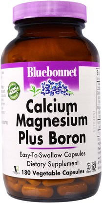 Bluebonnet Nutrition, Calcium Magnesium Plus Boron, 180 Veggie Caps ,المكملات الغذائية، والمعادن، والكالسيوم