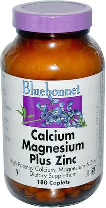 Bluebonnet Nutrition, Calcium Magnesium Plus Zinc, 180 Caplets ,والمكملات الغذائية، والمعادن، والكالسيوم والمغنيسيوم