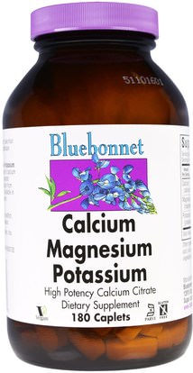 Bluebonnet Nutrition, Calcium Magnesium Potassium, 180 Caplets ,المكملات الغذائية، المعادن، سيترات الكالسيوم