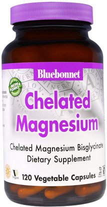 Bluebonnet Nutrition, Chelated Magnesium, 120 Veggie Caps ,المكملات الغذائية، المعادن، خلات المغنيسيوم