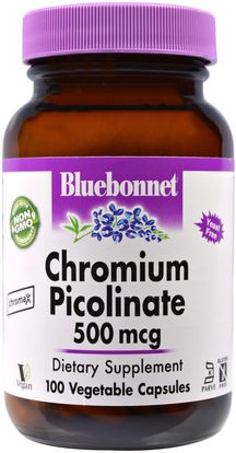 Bluebonnet Nutrition, Chromium Picolinate, 500 mcg, 100 Veggie Caps ,المكملات الغذائية، المعادن، بيكولينات الكروم