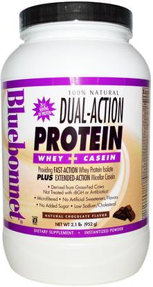 Bluebonnet Nutrition, Dual-Action Protein, Whey + Casein, Natural Chocolate Flavor, 2.1 lbs (952 g) ,والمكملات الغذائية، والبروتين