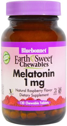 Bluebonnet Nutrition, EarthSweet Chewables, Melatonin, Natural Raspberry Flavor, 1 mg, 120 Chewable Tablets ,المكملات الغذائية، الميلاتونين 1 ملغ