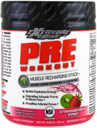 Bluebonnet Nutrition, Extreme Edge, Pre Workout, Strawberry Kiwi Flavored, 0.66 lbs (300 g) ,والرياضة، تجريب