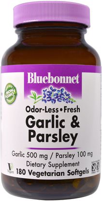 Bluebonnet Nutrition, Garlic & Parsley, 250 Veggie Softgels ,المكملات الغذائية، المضادات الحيوية، الثوم، الأعشاب، البقدونس