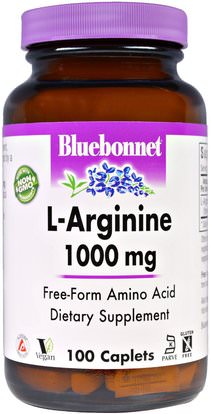 Bluebonnet Nutrition, L-Arginine, 1,000 mg, 100 Caplets ,المكملات الغذائية، والأحماض الأمينية، ل أرجينين