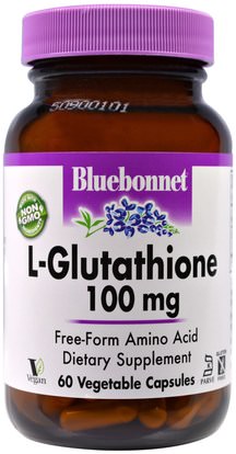 Bluebonnet Nutrition, L-Glutathione, 100 mg, 60 Veggie Caps ,المكملات الغذائية، ل غلوتاثيون، الأحماض الأمينية