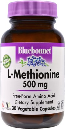 Bluebonnet Nutrition, L-Methionine, 500 mg, 30 Veggie Caps ,المكملات الغذائية، والأحماض الأمينية، ل ميثيونين