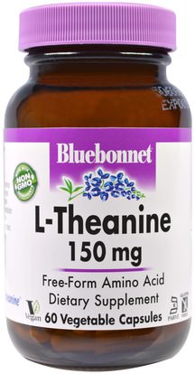 Bluebonnet Nutrition, L-Theanine, 150 mg, 60 Veggie Caps ,المكملات الغذائية، والأحماض الأمينية، ل الثيانين