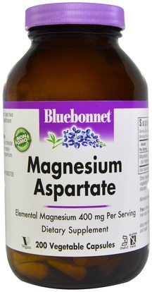 Bluebonnet Nutrition, Magnesium Aspartate, 200 Veggie Caps ,المكملات الغذائية، المعادن، المغنيسيوم