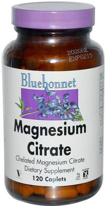 Bluebonnet Nutrition, Magnesium Citrate, 120 Caplets ,المكملات الغذائية، والمعادن، سيترات المغنيسيوم