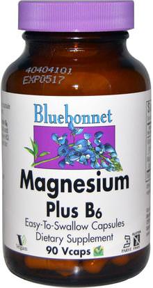 Bluebonnet Nutrition, Magnesium Plus B6, 90 Vcaps ,الفيتامينات، فيتامين ب، فيتامين b6 - البيريدوكسين، المكملات الغذائية، المعادن
