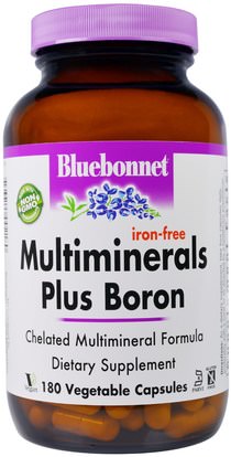 Bluebonnet Nutrition, Multiminerals Plus Boron, Iron-Free, 180 Veggie Caps ,المكملات الغذائية، المعادن، المعادن المتعددة