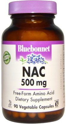 Bluebonnet Nutrition, NAC, 500 mg, 90 Vcaps ,المكملات الغذائية، والأحماض الأمينية، ناك (ن أستيل السيستين)