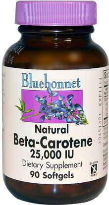 Bluebonnet Nutrition, Natural Beta-Carotene, 25,000 IU, 90 Softgels ,الفيتامينات، المكملات الغذائية، الكاروتينات
