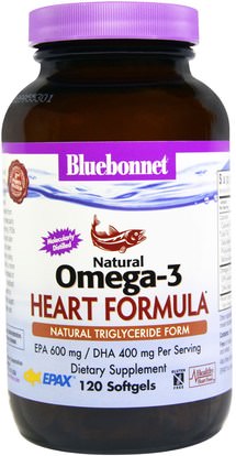 Bluebonnet Nutrition, Natural Omega-3 Heart Formula, 120 Softgels ,المكملات الغذائية، ايفا اوميجا 3 6 9 (إيبا دا)