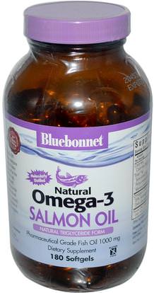 Bluebonnet Nutrition, Natural Omega-3 Salmon Oil, 1000 mg, 180 Softgels ,المكملات الغذائية، ايفا اوميجا 3 6 9 (إيبا دا)