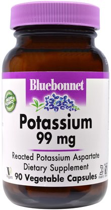 Bluebonnet Nutrition, Potassium, 99 mg, 90 Veggie Caps ,المكملات الغذائية، المعادن، البوتاسيوم