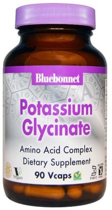 Bluebonnet Nutrition, Potassium Glycinate, 90 Vcaps ,المكملات الغذائية، المعادن، البوتاسيوم