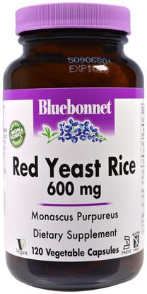 Bluebonnet Nutrition, Red Yeast Rice, 600 mg, 120 Veggie Caps ,والمكملات الغذائية، والأرز الخميرة الحمراء