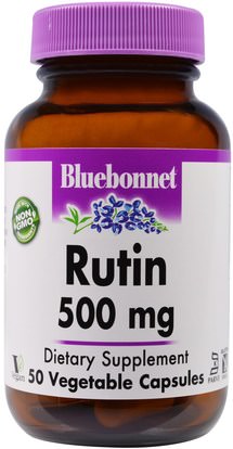 Bluebonnet Nutrition, Rutin, 500 mg, 50 Veggie Caps ,المكملات الغذائية، مضادات الأكسدة، روتين