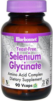 Bluebonnet Nutrition, Selenium Glycinate, 90 Vcaps ,المكملات الغذائية، مضادات الأكسدة، السيلينيوم، المعادن