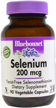 Bluebonnet Nutrition, Selenium, Yeast-Free Selenomethionine, 200 mcg, 90 Veggie Caps ,المكملات الغذائية، مضادات الأكسدة، السيلينيوم، المعادن