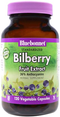 Bluebonnet Nutrition, Standardized Bilberry Fruit Extract, 120 Veggie Caps ,الصحة، العناية بالعيون، العناية بالعيون، التوت