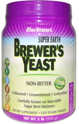 Bluebonnet Nutrition, Super Earth Brewers Yeast, Unflavored, 2 lb (908 g) ,الغذاء، الخبز الإيدز، مخمرات الخميرة، المكملات الغذائية، سوبرفوودس