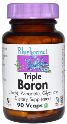 Bluebonnet Nutrition, Triple Boron, 90 Vcaps ,المكملات الغذائية، والمعادن، البورون