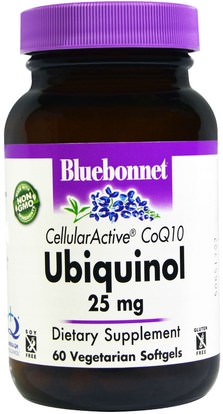 Bluebonnet Nutrition, Ubiquinol, Cellular Active CoQ10, 25 mg, 60 Veggie Softgels ,والمكملات الغذائية، ومضادات الأكسدة، أوبيكينول خ، أوبيكينول coq10 025 ملغ