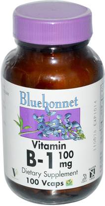 Bluebonnet Nutrition, Vitamin B-1, 100 mg, 100 Vcaps ,الفيتامينات، فيتامين b1 - الثيامين