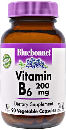 Bluebonnet Nutrition, Vitamin B-6, 200 mg, 90 Veggie Caps ,الفيتامينات، فيتامين b6 - البيريدوكسين