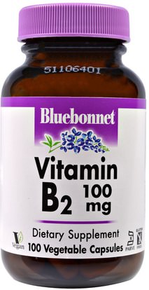 Bluebonnet Nutrition, Vitamin B2, 100 mg, 100 Veggie Caps ,الفيتامينات، فيتامين b2 - الريبوفلافين