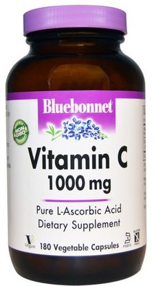 Bluebonnet Nutrition, Vitamin C, 1000 mg, 180 Veggie Caps ,الفيتامينات، وفيتامين ج حمض الاسكوربيك