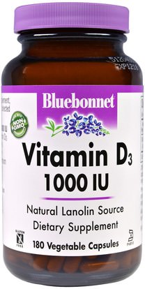 Bluebonnet Nutrition, Vitamin D3, 1000 IU, 180 Veggie Caps ,الفيتامينات، فيتامين d3