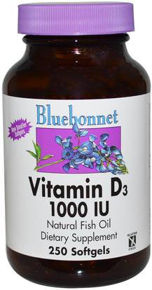 Bluebonnet Nutrition, Vitamin D3, 1000 IU, 250 Softgels ,الفيتامينات، فيتامين d3