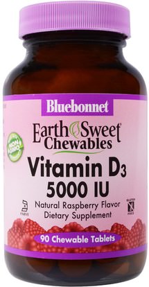 Bluebonnet Nutrition, Vitamin D3, 5,000 IU, 90 Chewable Tablets ,الفيتامينات، فيتامين d3