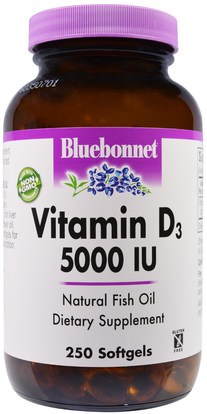 Bluebonnet Nutrition, Vitamin D3, 5000 IU, 250 Softgels ,الفيتامينات، فيتامين d3