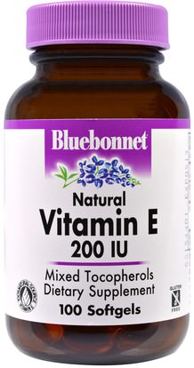 Bluebonnet Nutrition, Vitamin E, 200 IU, 100 Softgels ,الفيتامينات، فيتامين e