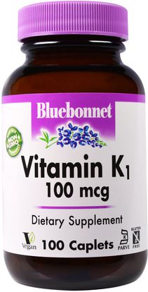 Bluebonnet Nutrition, Vitamin K1, 100 mcg, 100 Caplets ,الفيتامينات، فيتامين k