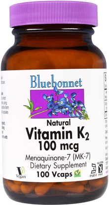 Bluebonnet Nutrition, Vitamin K2, 100 mcg, 100 Vcaps ,الفيتامينات، فيتامين k