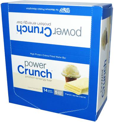 BNRG, Power Crunch Protein Energy Bar, French Vanilla Creme, 12 Bars, 1.4 oz (40 g) Each ,والرياضة، والبروتين أشرطة