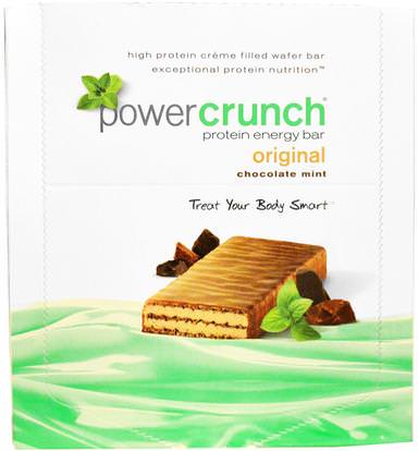 BNRG, Power Crunch Protein Energy Bar, Original, Chocolate Mint, 12 Bars, 1.4 oz (40 g) Each ,والرياضة، والبروتين أشرطة