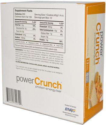 BNRG, Power Crunch Protein Energy Bar, Peanut Butter Creme, 12 Bars, 1.4 oz (40 g) Each ,والرياضة، والبروتين أشرطة