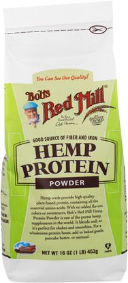Bobs Red Mill, Hemp Protein Powder, 16 oz (453 g) ,المكملات الغذائية، إيفا أوميجا 3 6 9 (إيبا دا)، منتجات القنب، مسحوق بروتين القنب